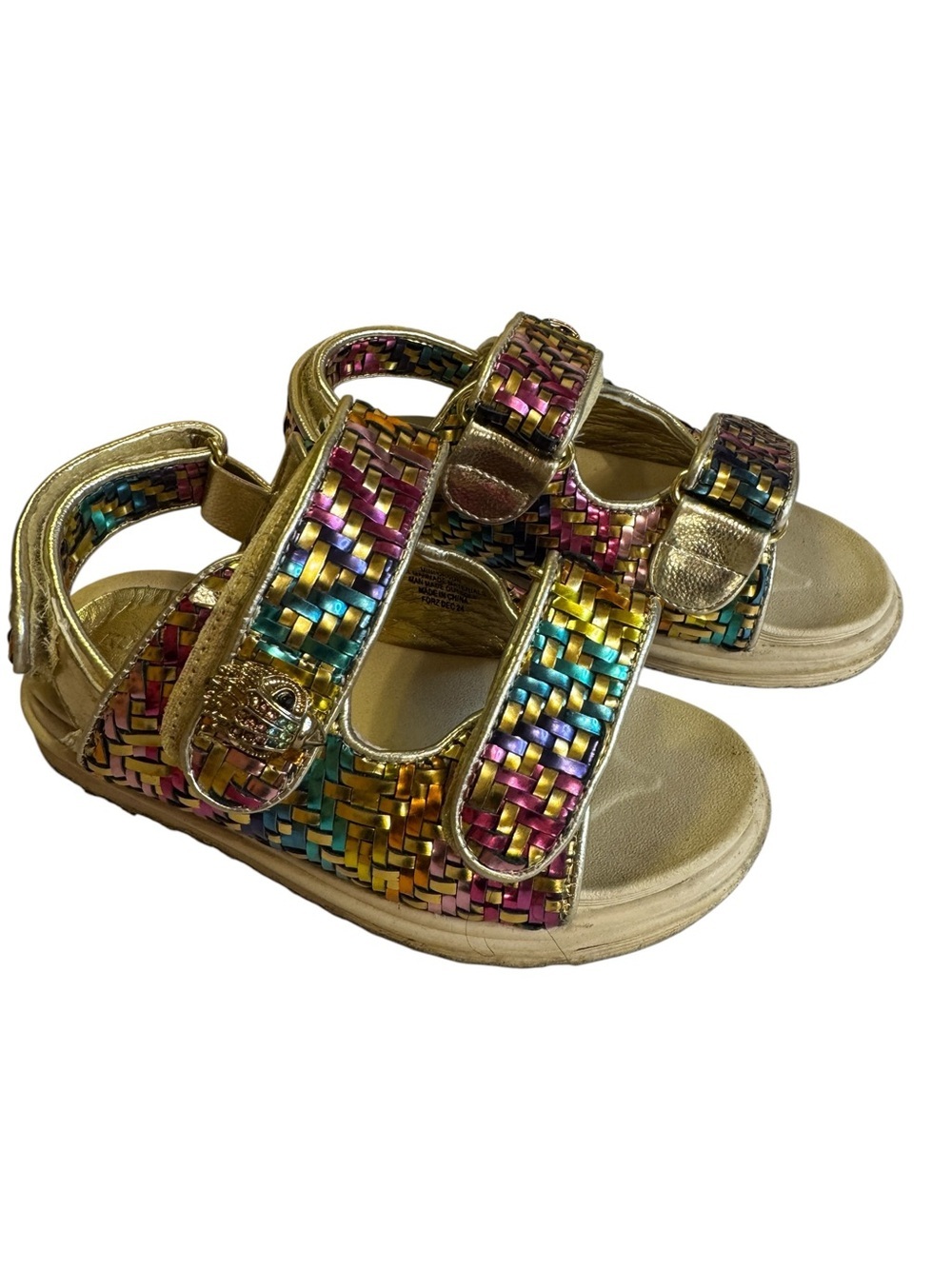 Kurt Geiger Mini Kensington Rainbow Woven Metallic Sandals Size 12 Toddler